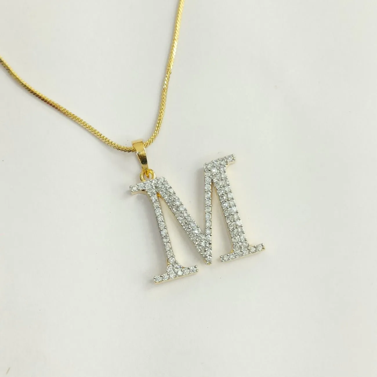 Nimoraa M Initial Gold Plated Pendant Chain