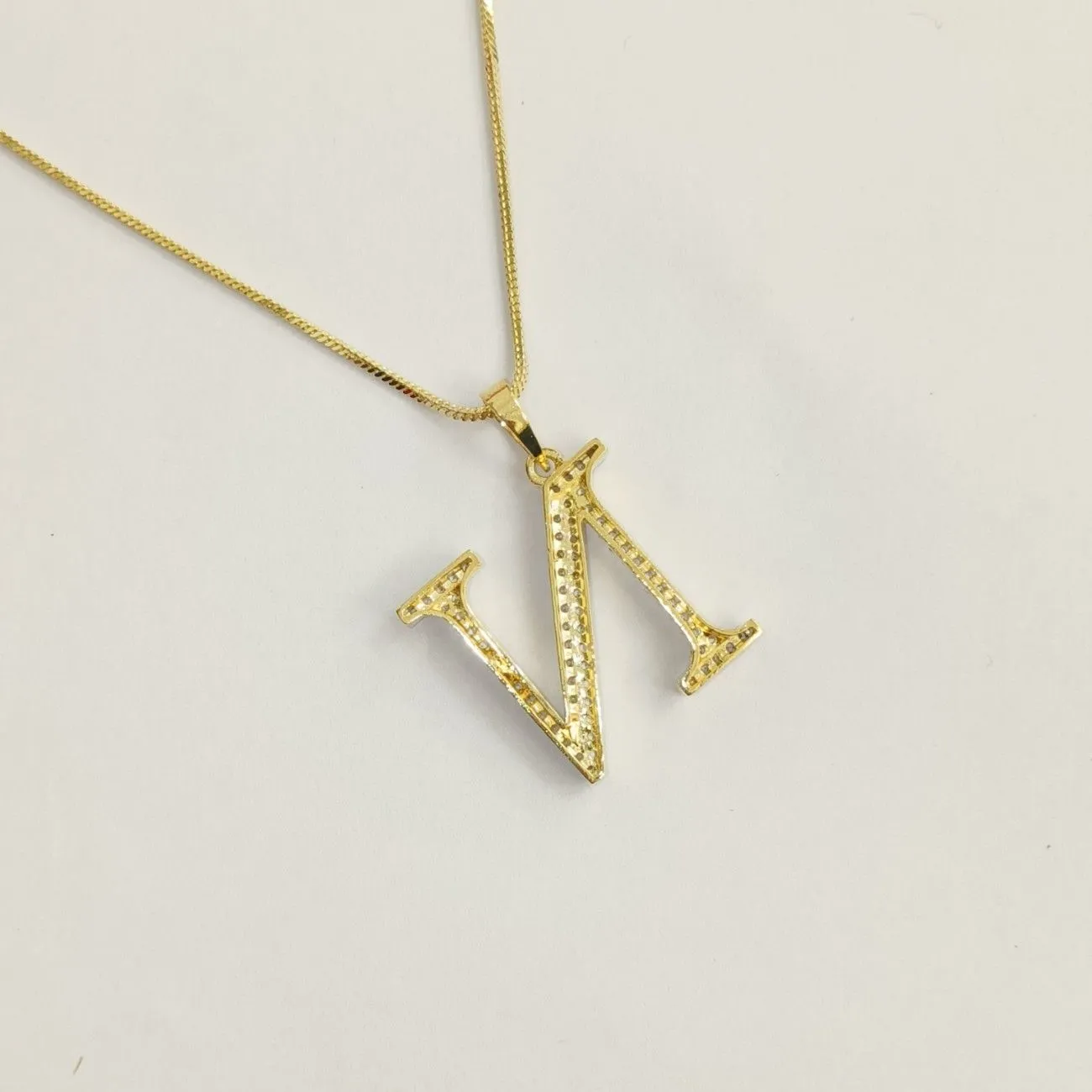 Nimoraa N Initial Gold Plated Pendant Chain