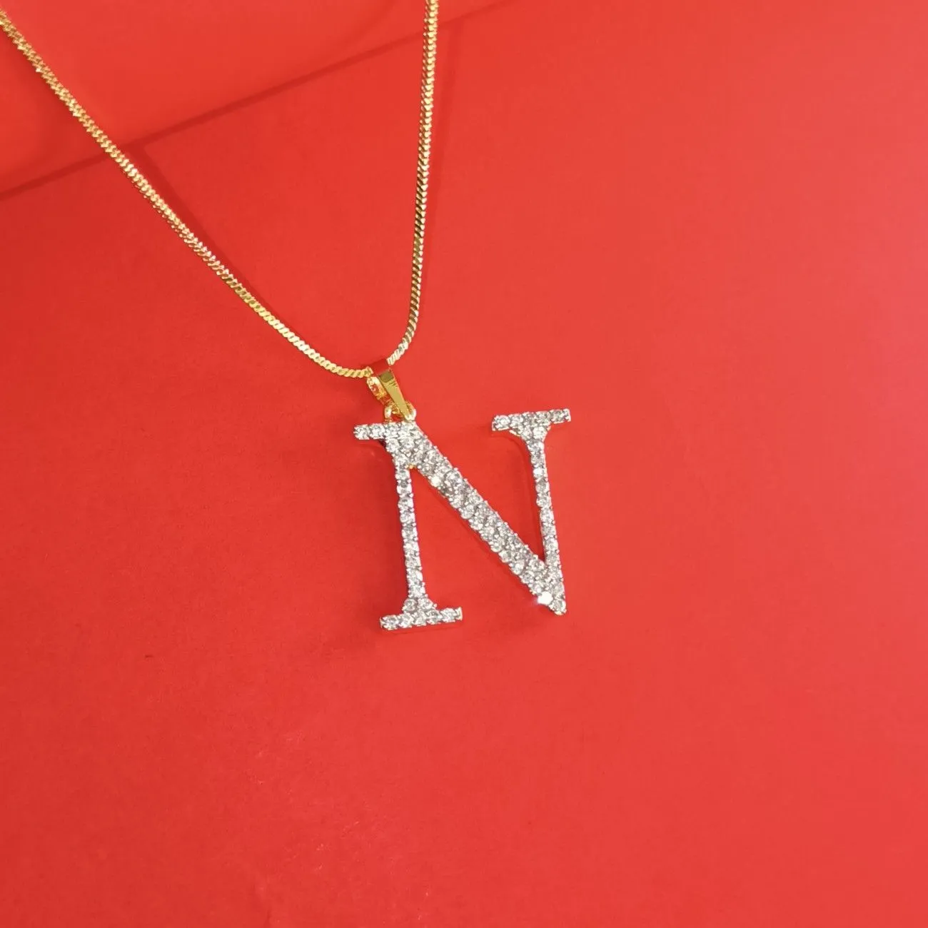Nimoraa N Initial Gold Plated Pendant Chain