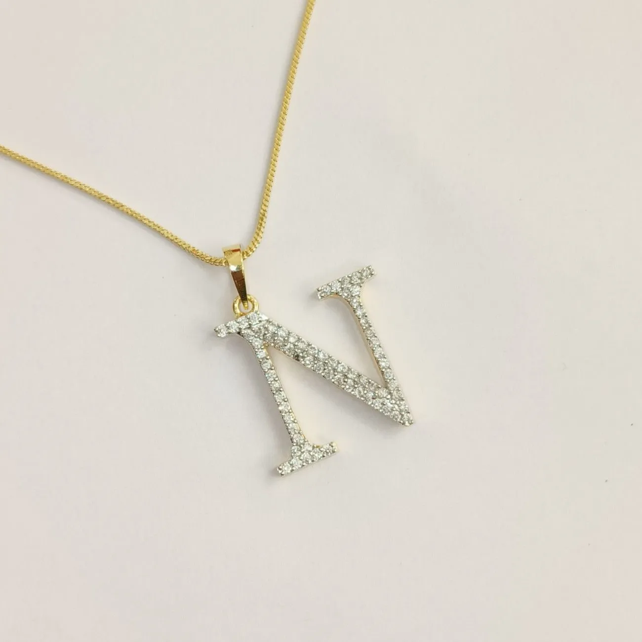 Nimoraa N Initial Gold Plated Pendant Chain