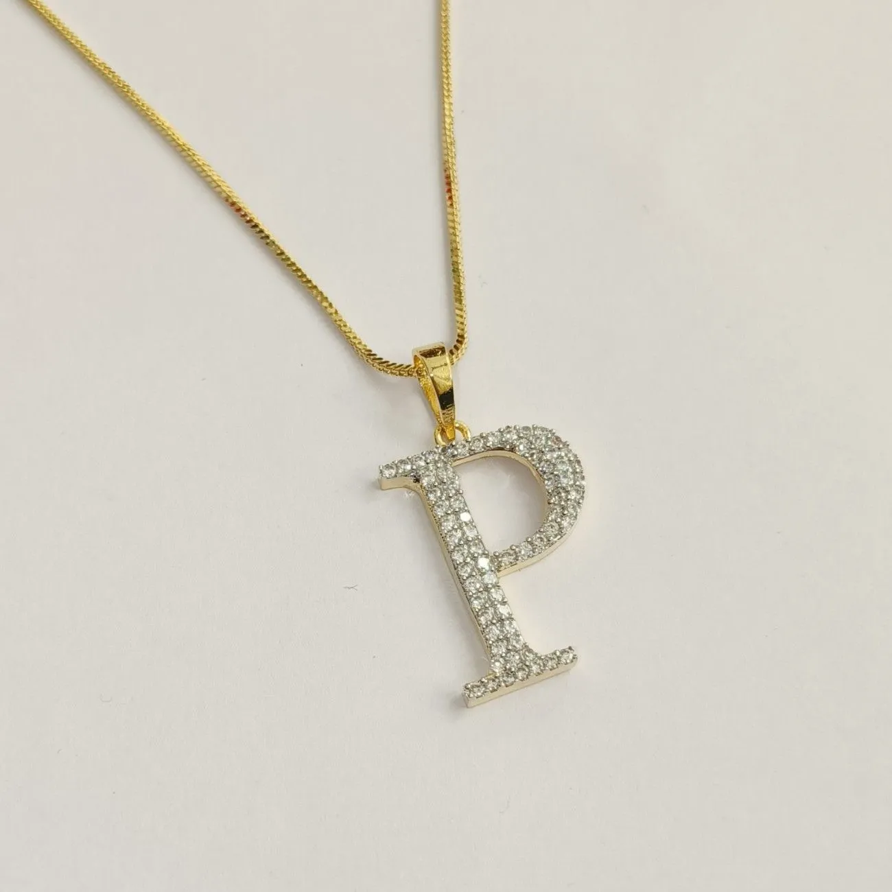 Nimoraa P Initial Gold Plated Pendant Chain