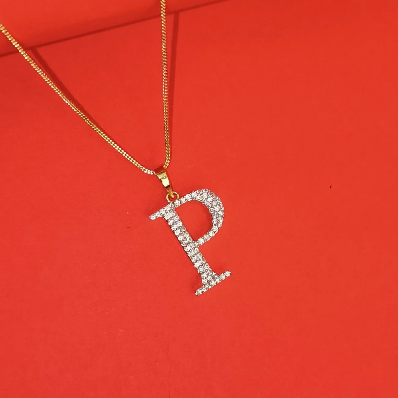 Nimoraa P Initial Gold Plated Pendant Chain
