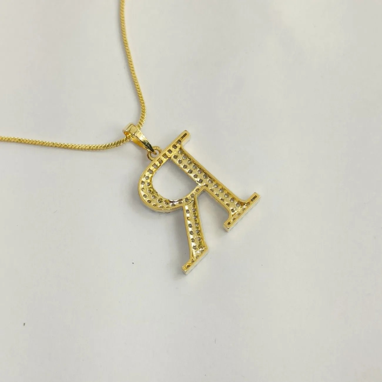 Nimoraa R Initial Gold Plated Pendant Chain