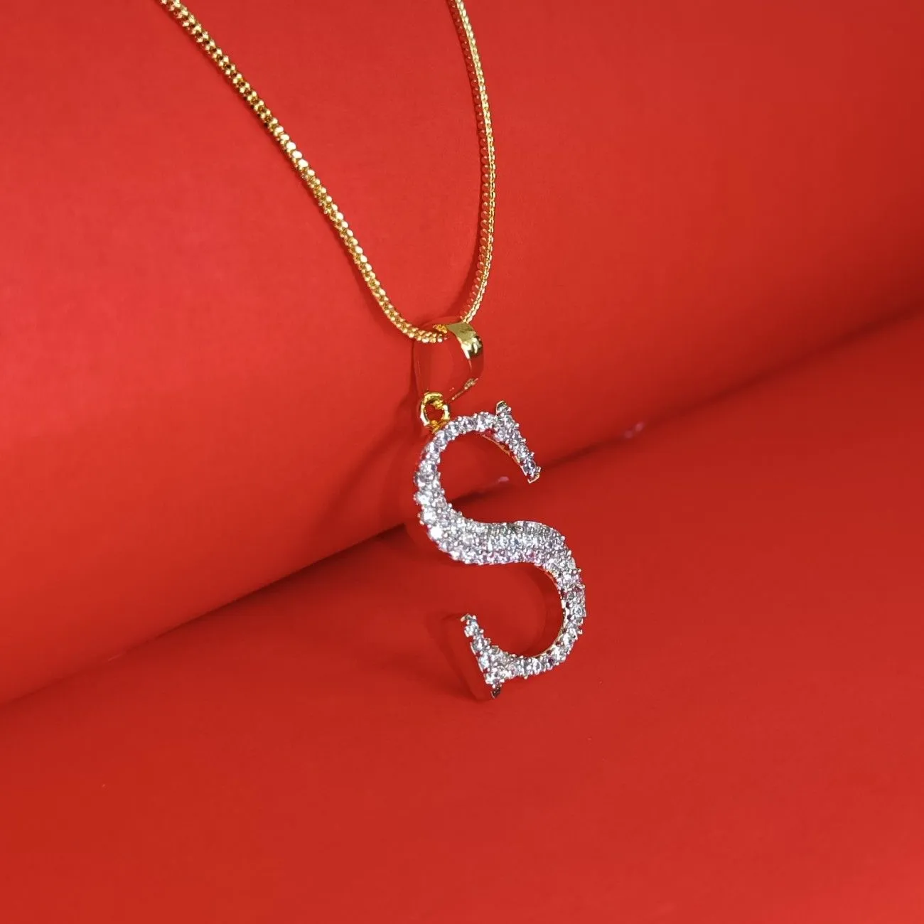 Nimoraa S Initial Gold Plated Pendant Chain
