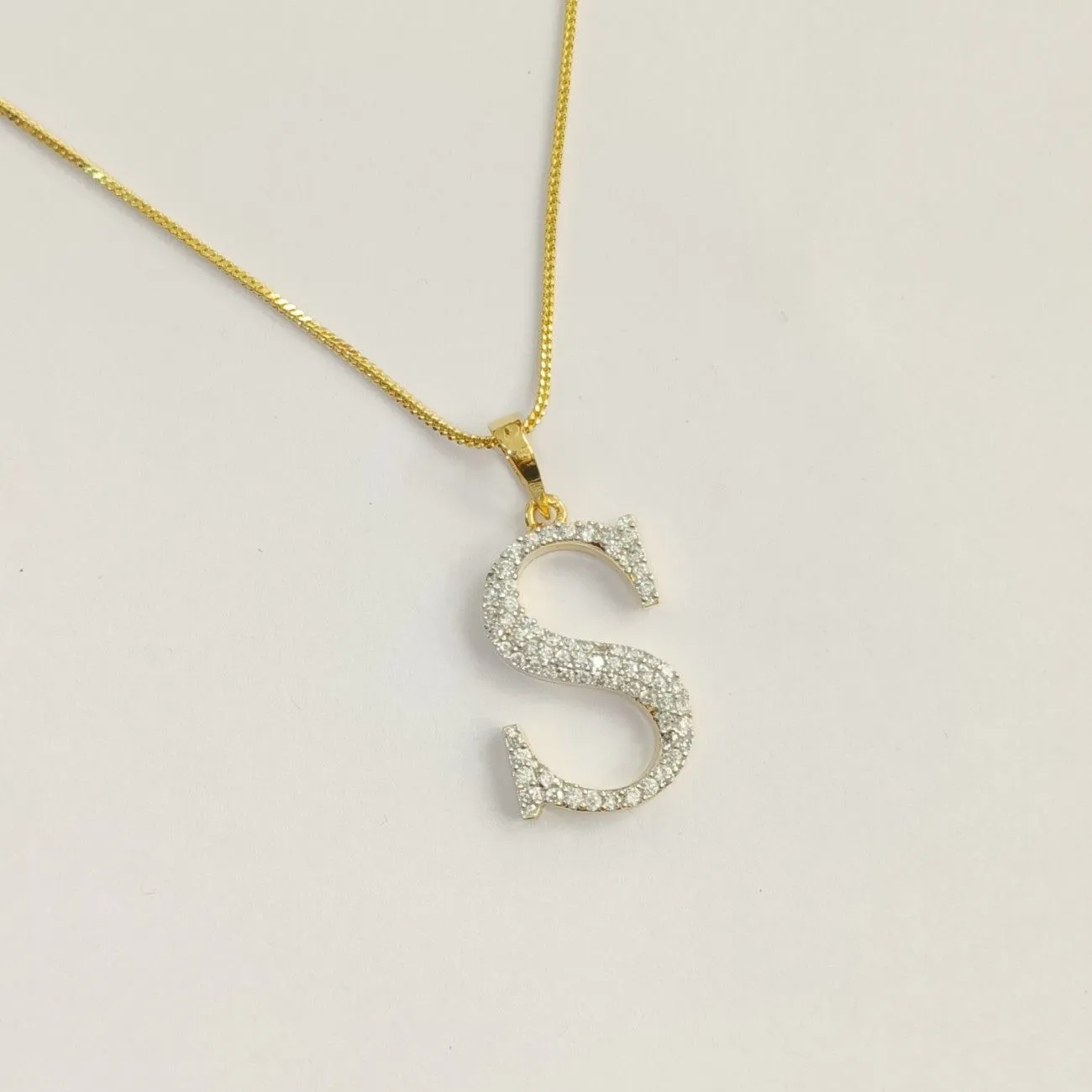 Nimoraa S Initial Gold Plated Pendant Chain