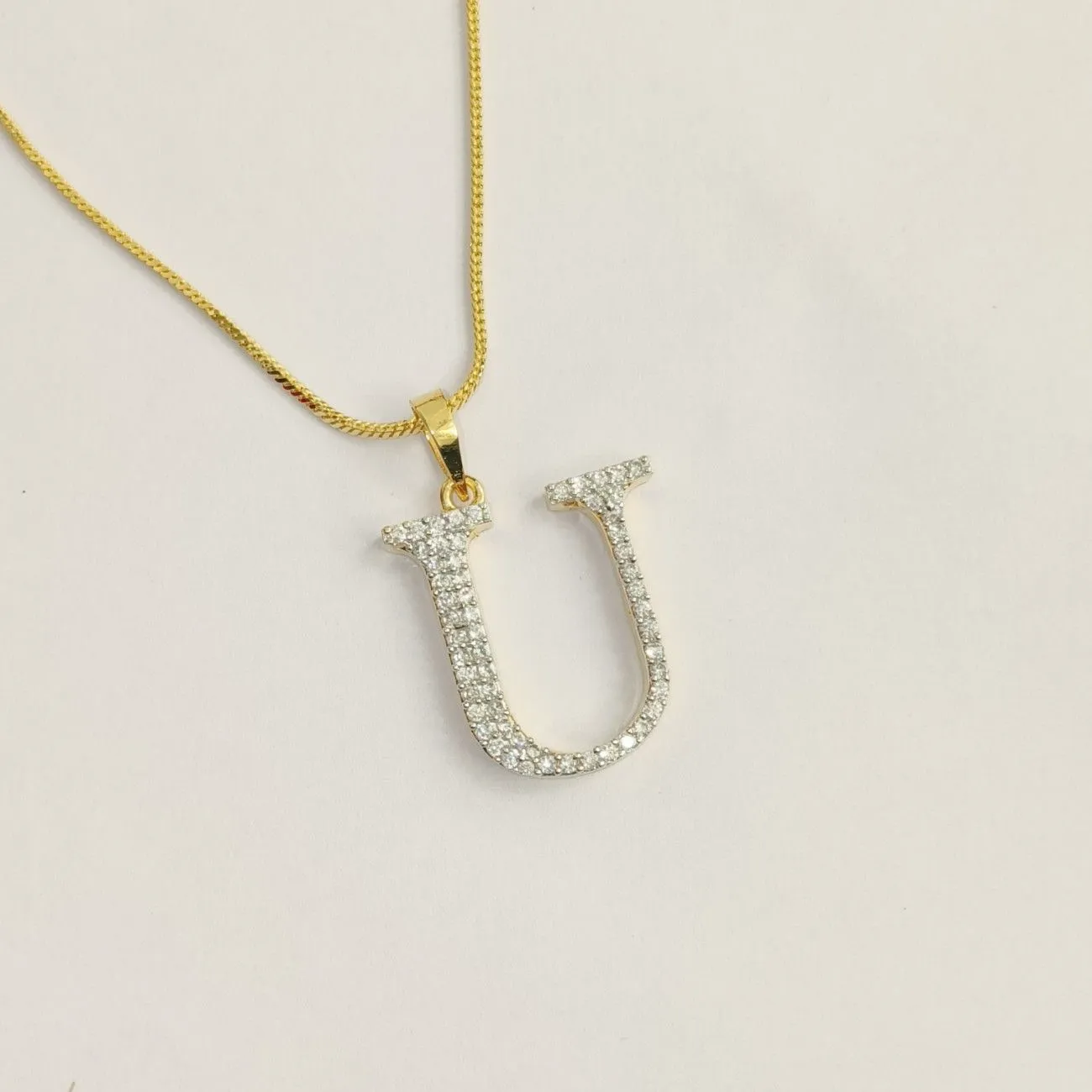 Nimoraa U Initial Gold Plated Pendant Chain