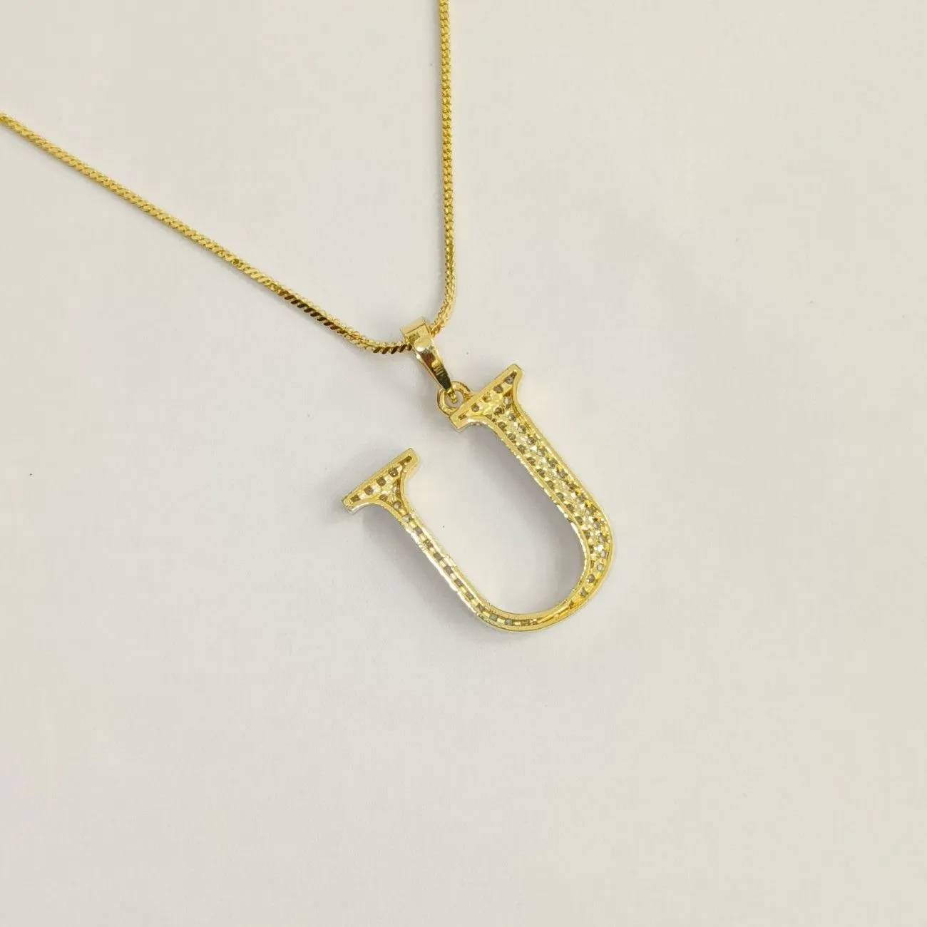 Nimoraa U Initial Gold Plated Pendant Chain