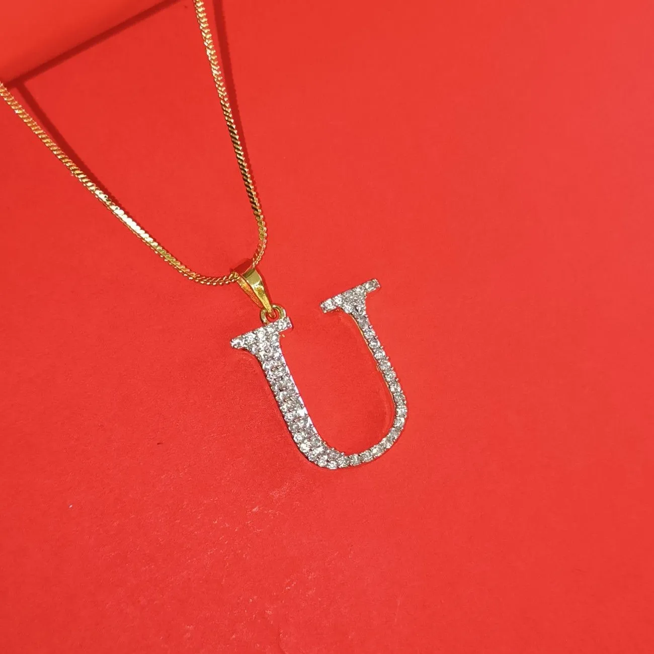 Nimoraa U Initial Gold Plated Pendant Chain