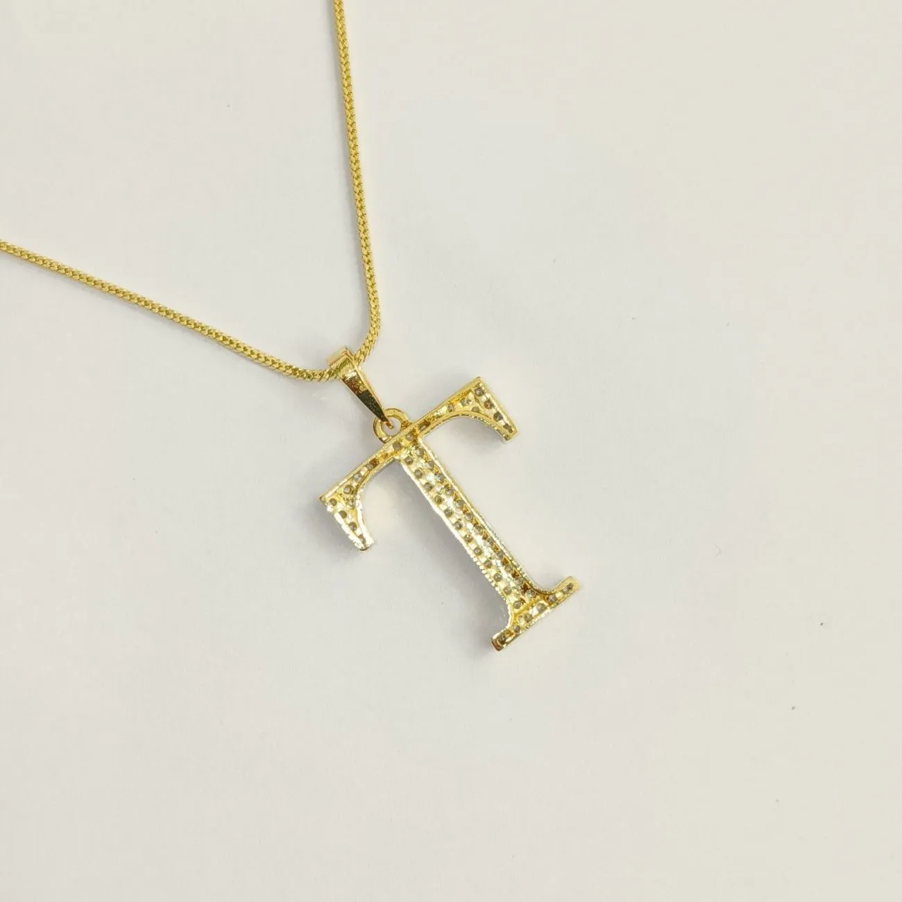 Nimoraa T Initial Gold Plated Pendant Chain