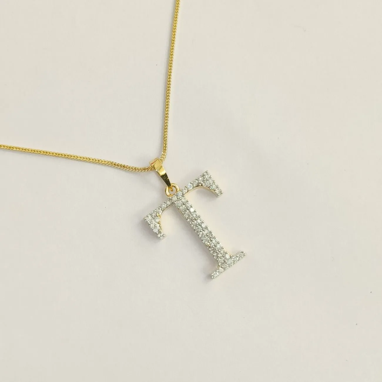 Nimoraa T Initial Gold Plated Pendant Chain