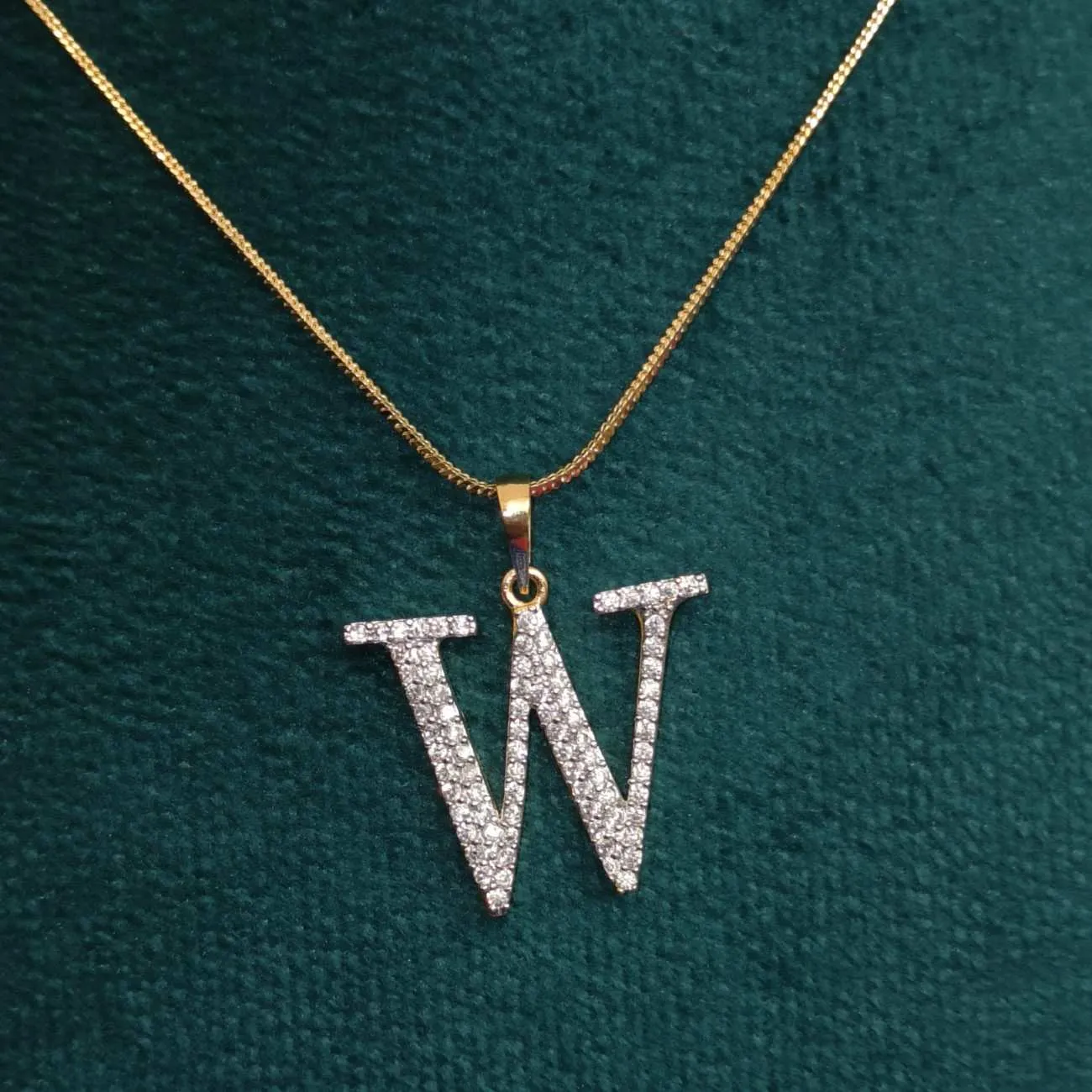 Nimoraa W Initial Gold Plated Pendant Chain