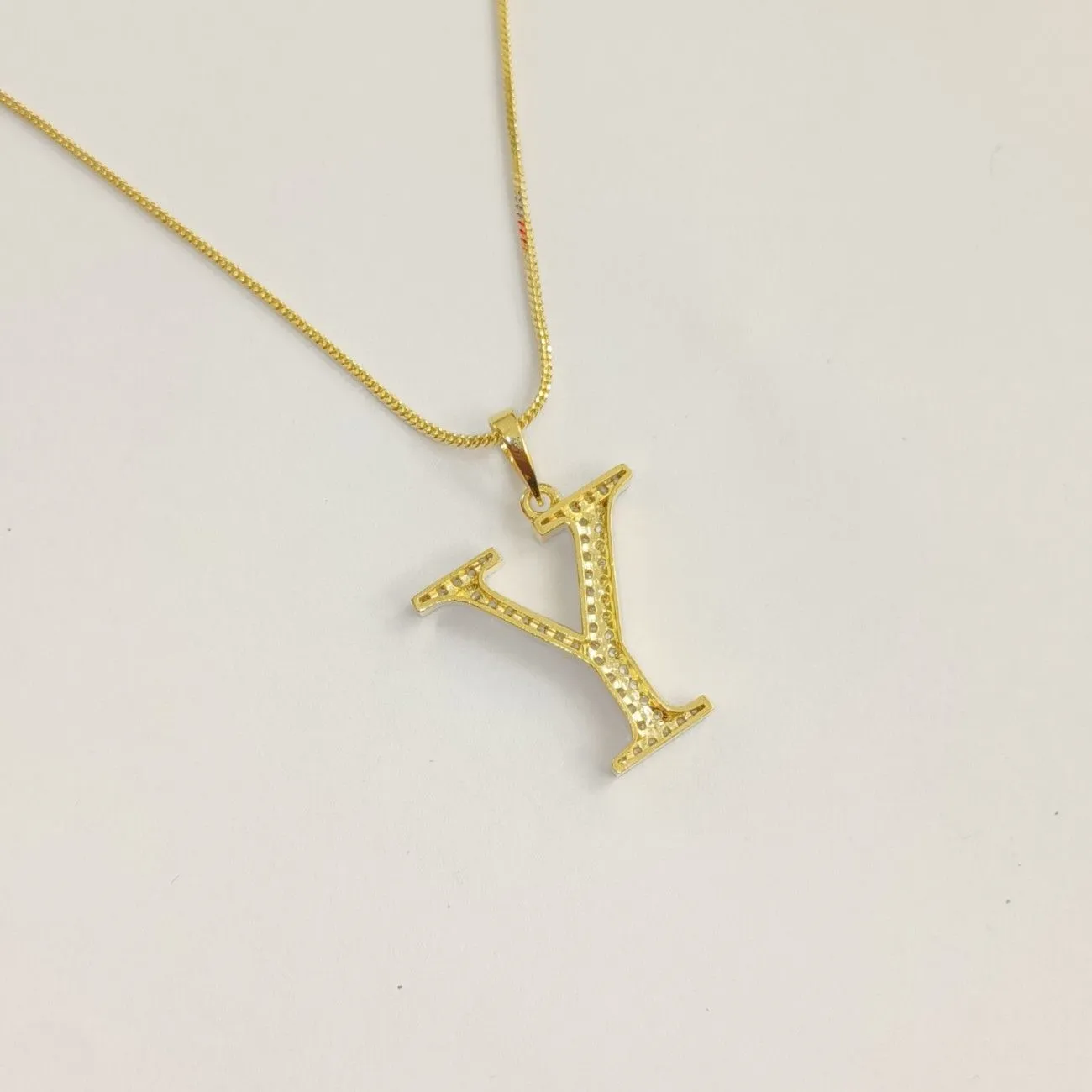 Nimoraa Y Initial Gold Plated Pendant Chain