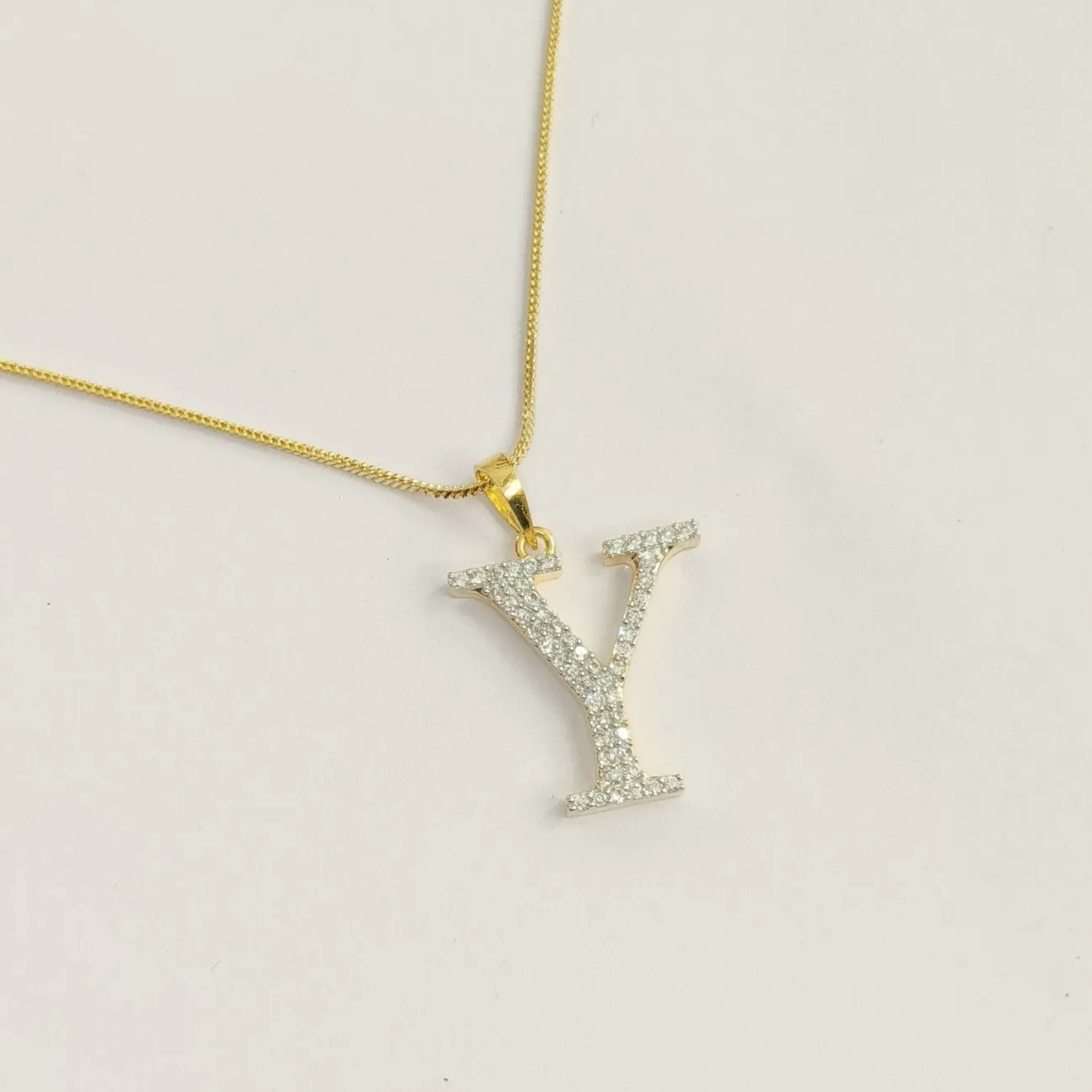 Nimoraa Y Initial Gold Plated Pendant Chain