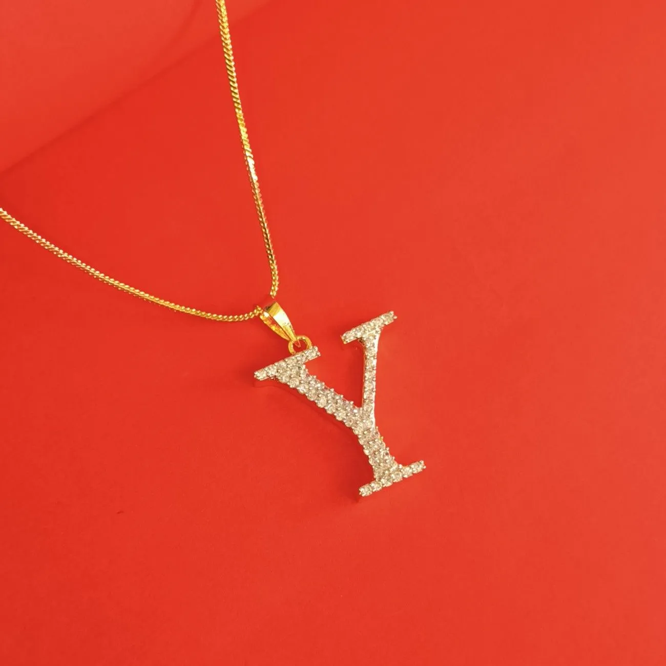 Nimoraa Y Initial Gold Plated Pendant Chain