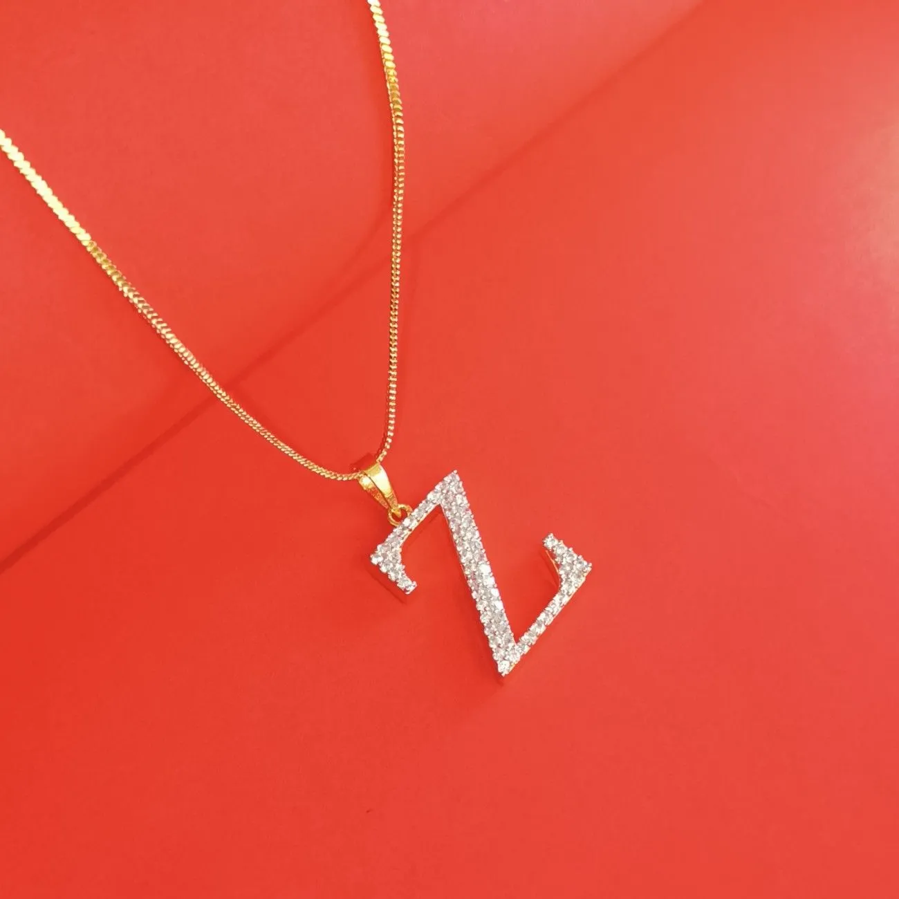 Nimoraa Z Initial Gold Plated Pendant Chain