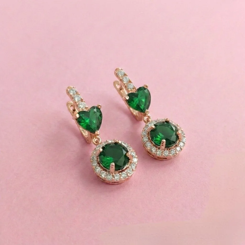 The Rosegold Love-Bomb green earrings
