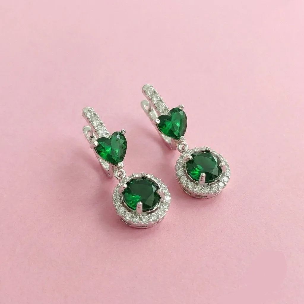 The Silver Love-Bomb green earrings