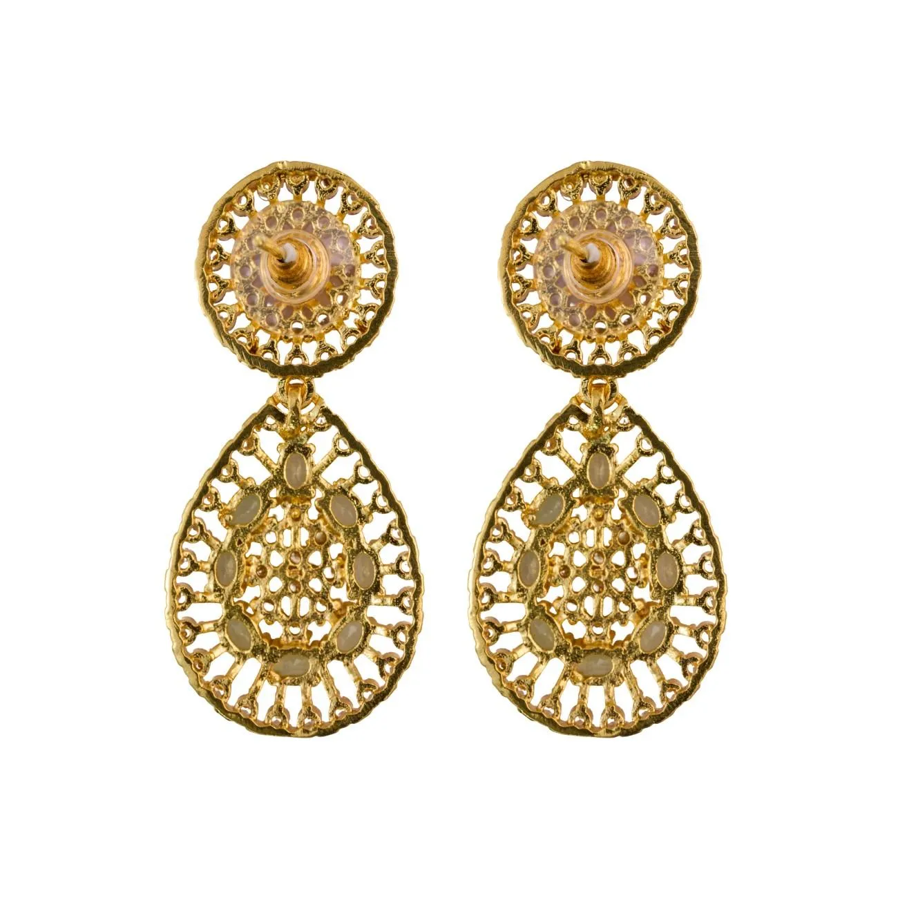 turquoise Dazzling  Round and pear AD Drop earrings