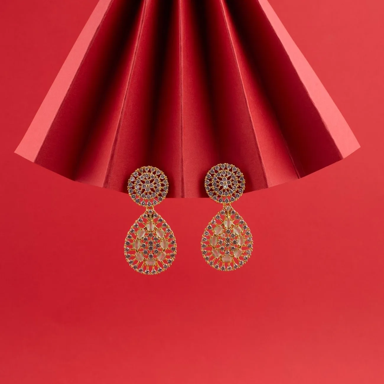 turquoise Dazzling  Round and pear AD Drop earrings