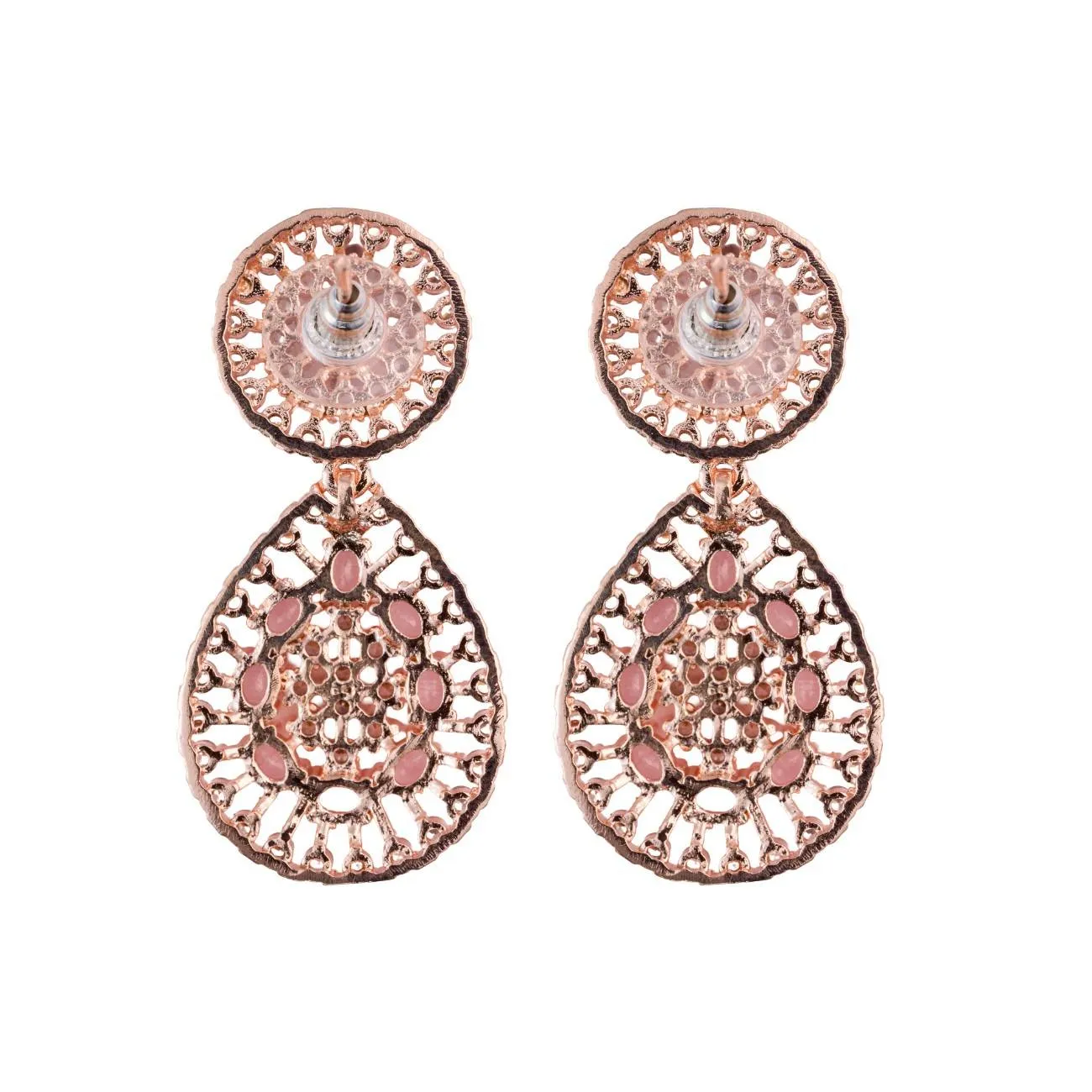Pink Dazzling  Round and pear AD Drop earrings