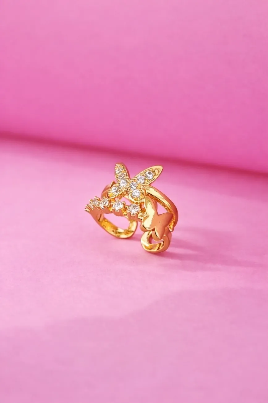 Nimoraa Love Note Butterfly Gold Ring