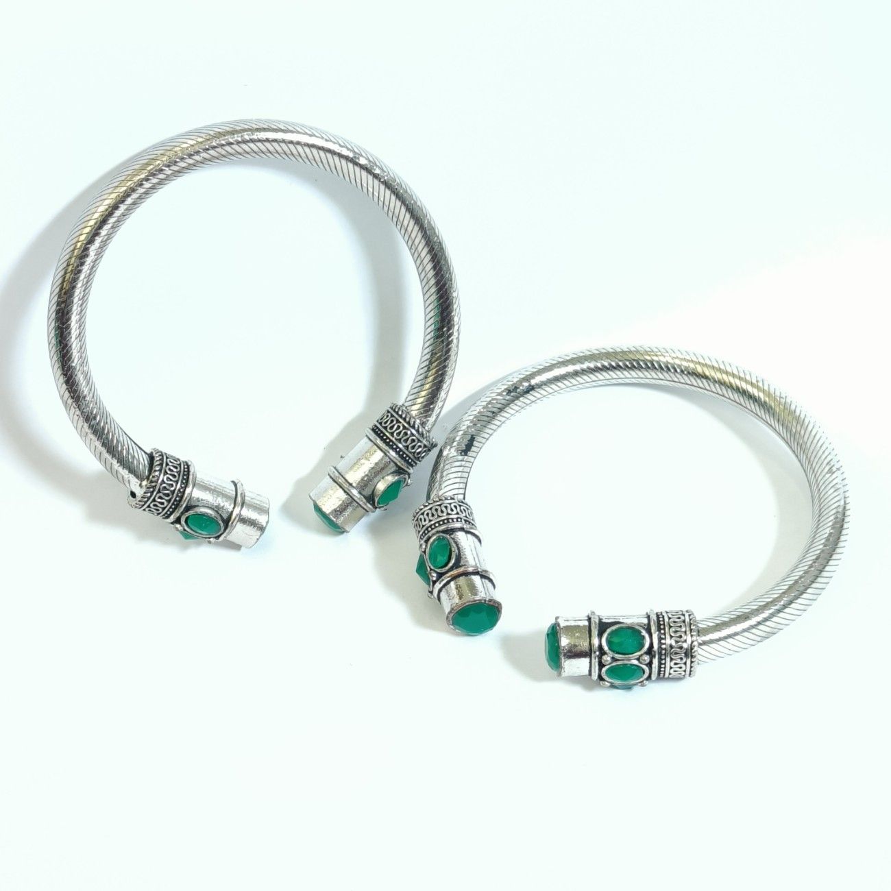 Zenvia Textured Green Dual Kada Set