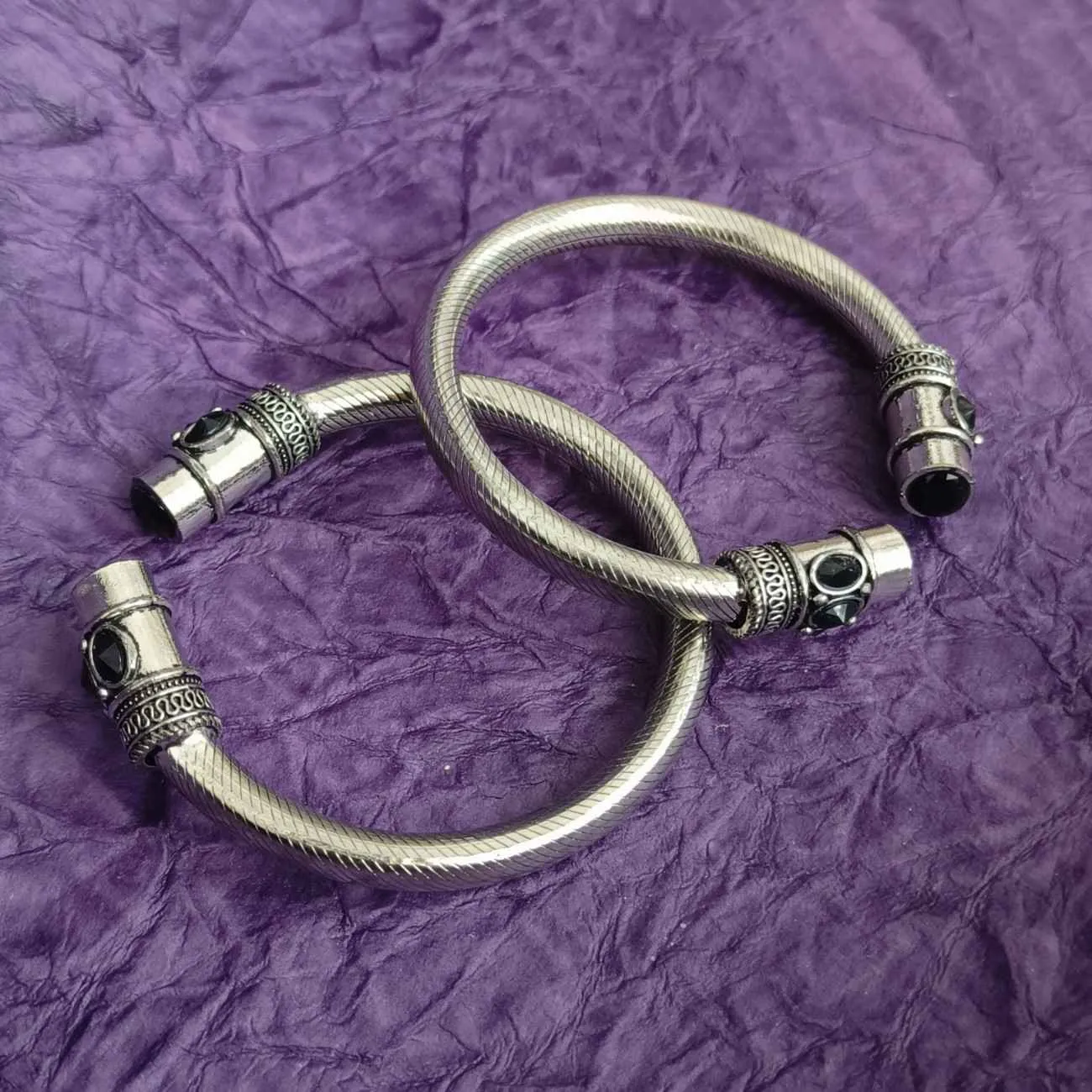 Zenvia Textured Black Dual Kada Set