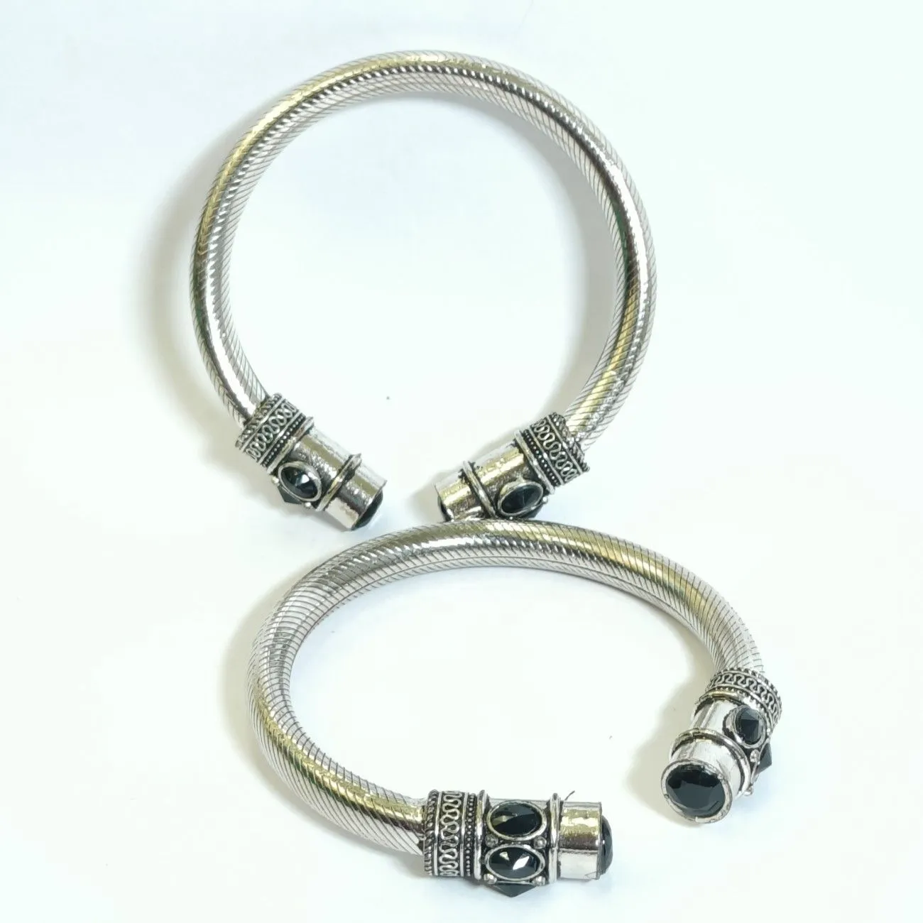 Zenvia Textured Black Dual Kada Set