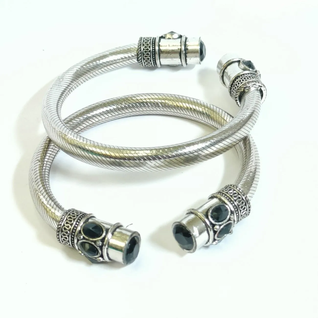 Zenvia Textured Black Dual Kada Set