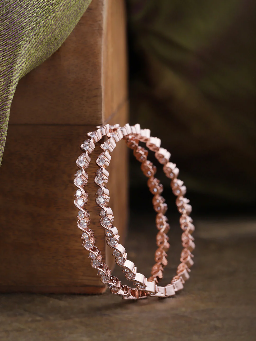 Rosé Ripple Crystal Flow Bangles