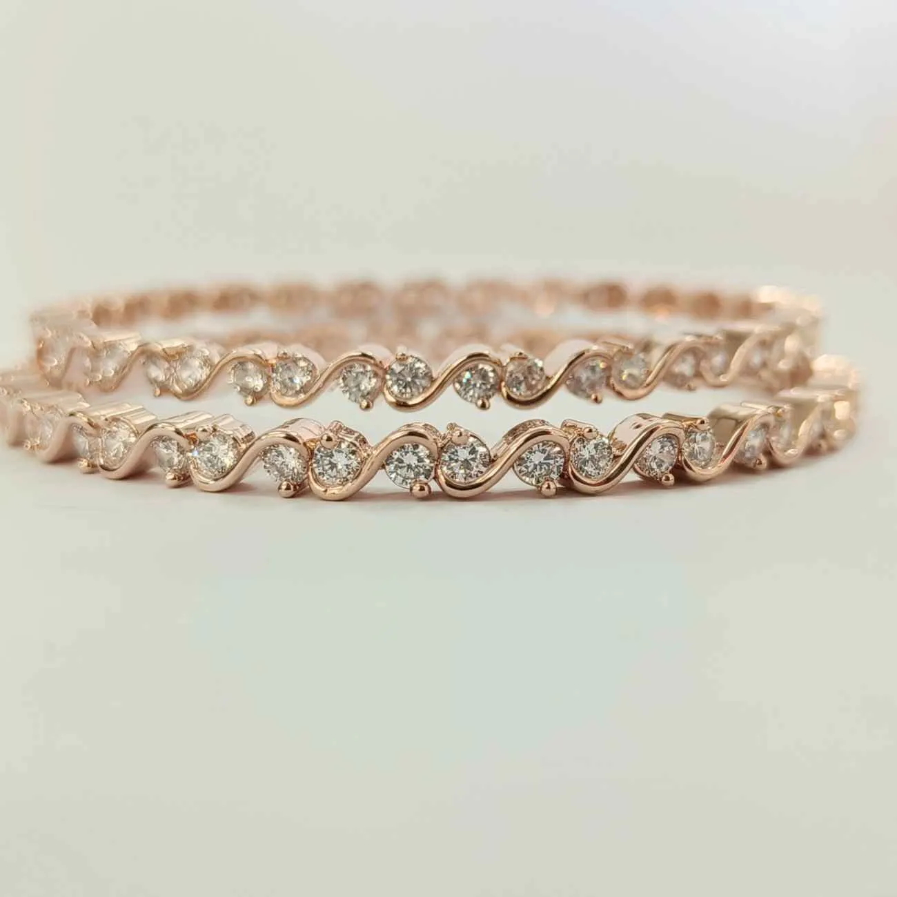 Rosé Ripple Crystal Flow Bangles