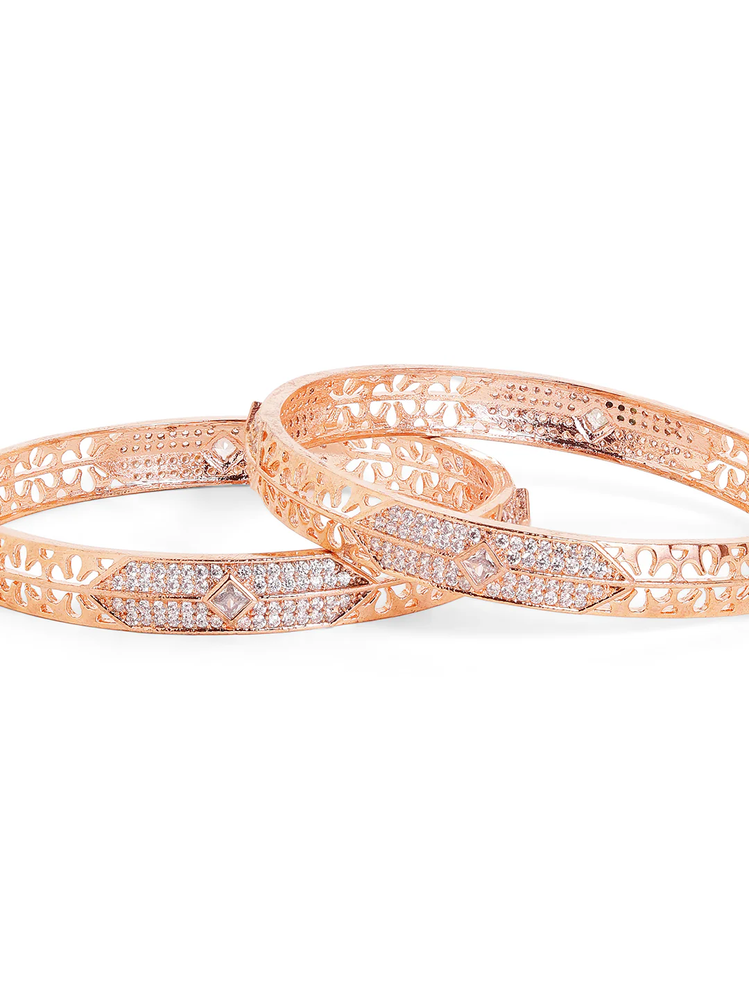 Aveline Filigree Prism Bangles (Rose Gold Finish)