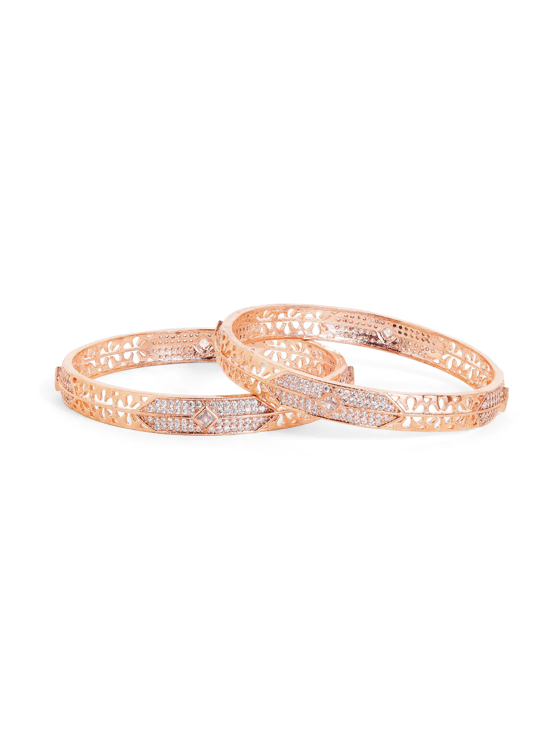 Aveline Filigree Prism Bangles (Rose Gold Finish)