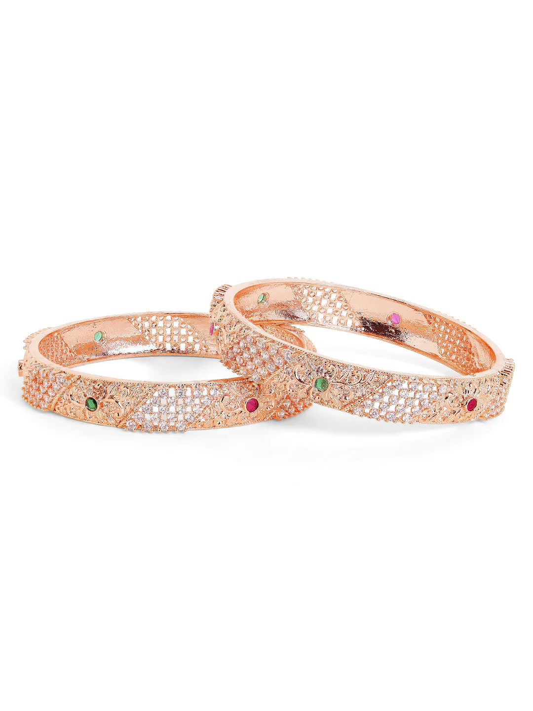 Zarina Heritage Floral Bangles (Rose Gold Finish)