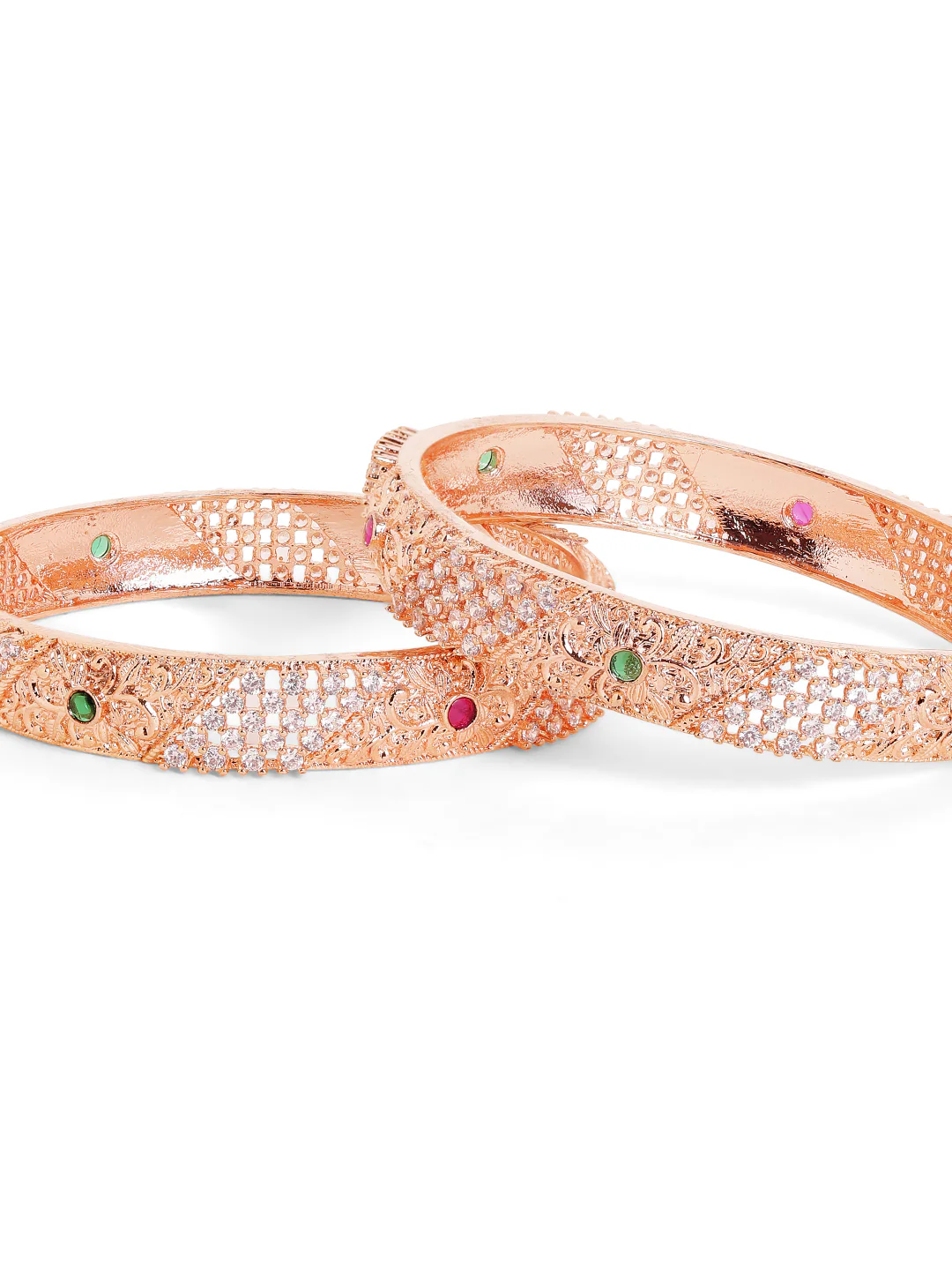 Zarina Heritage Floral Bangles (Rose Gold Finish)
