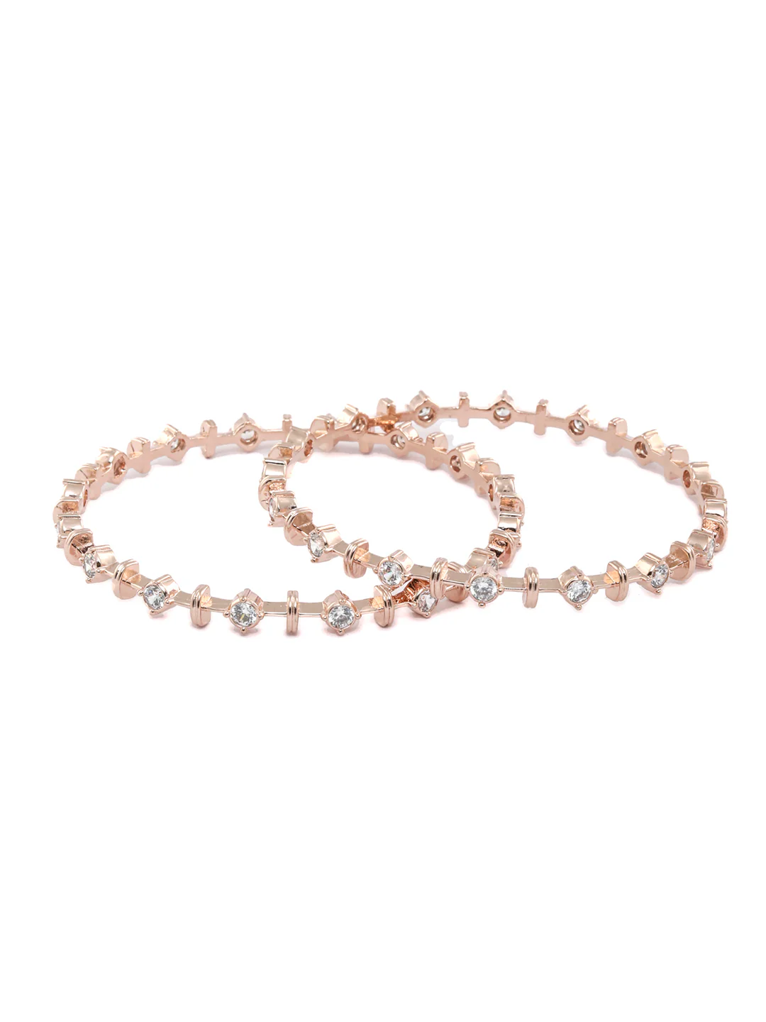 Celina Crystal Link Bangles (Rose Gold Finish)