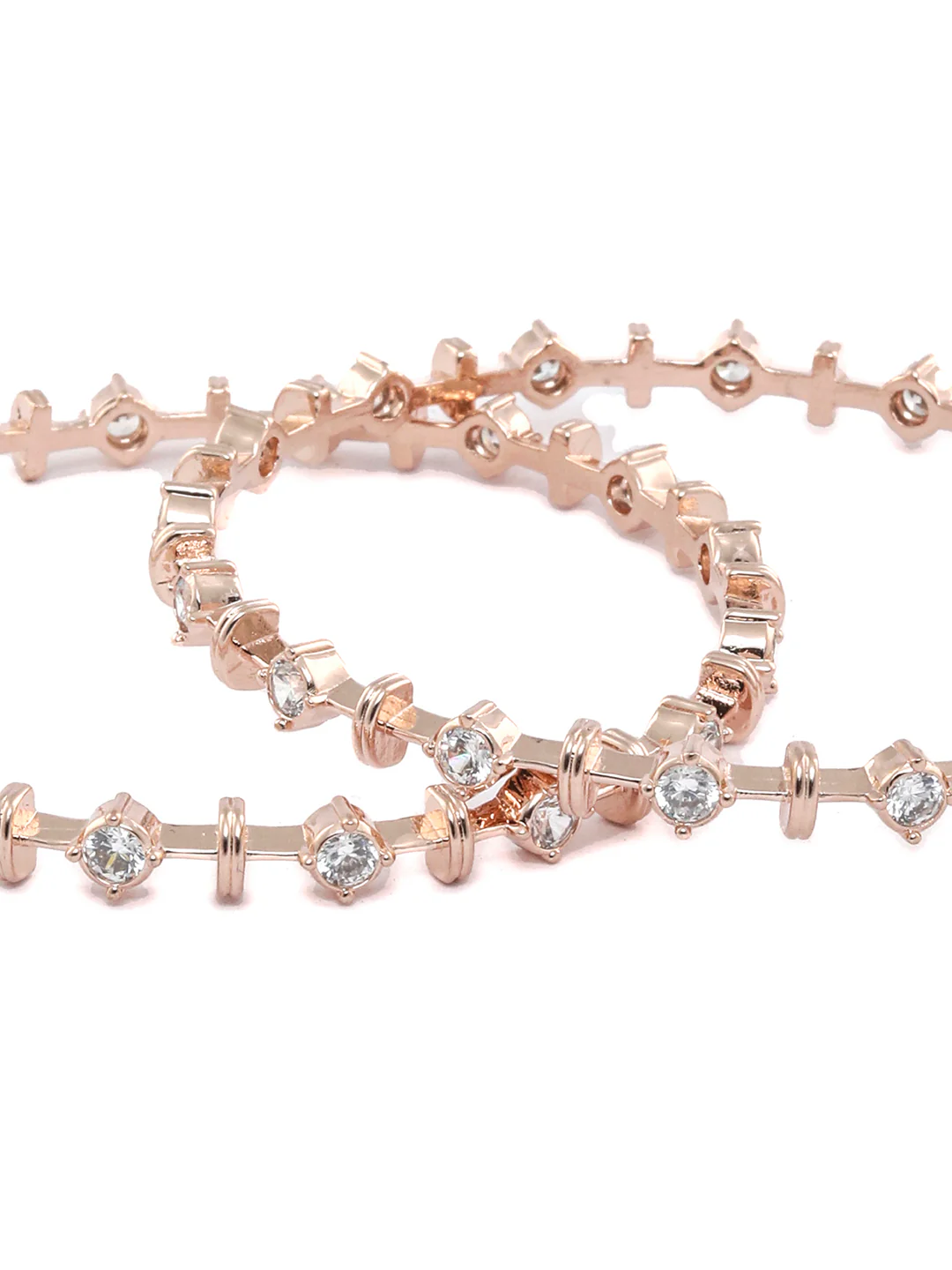 Celina Crystal Link Bangles (Rose Gold Finish)