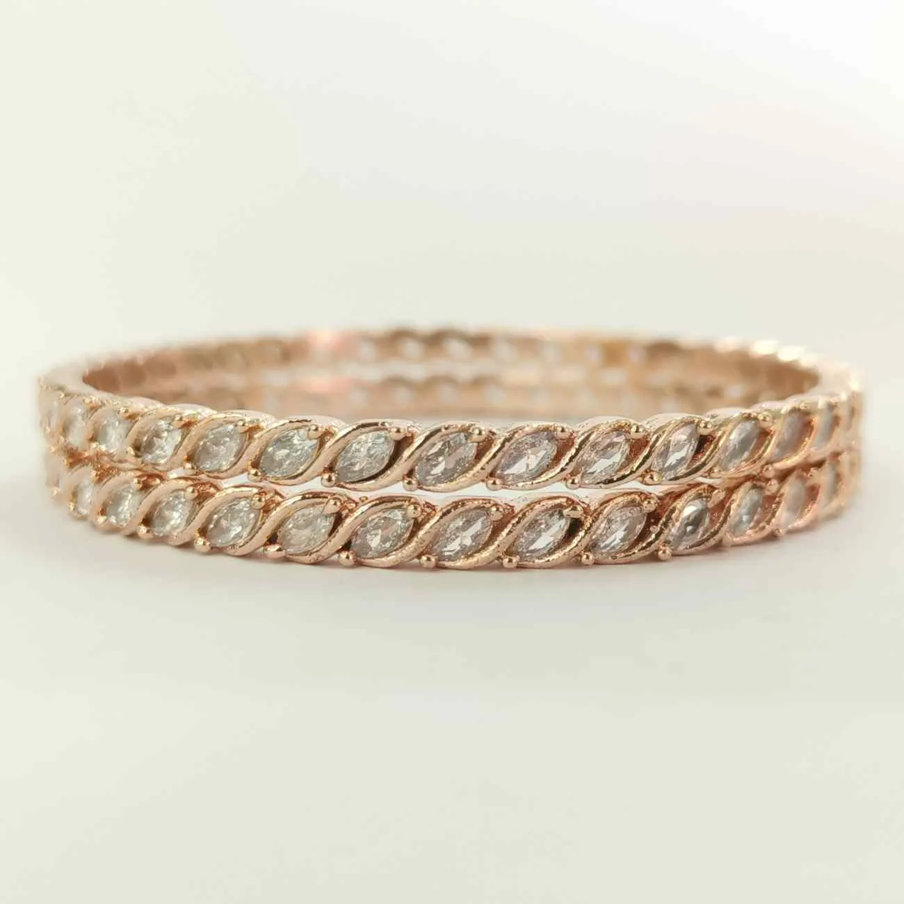 Marquise Twist Radiance Bangles (Rose Gold Finish)