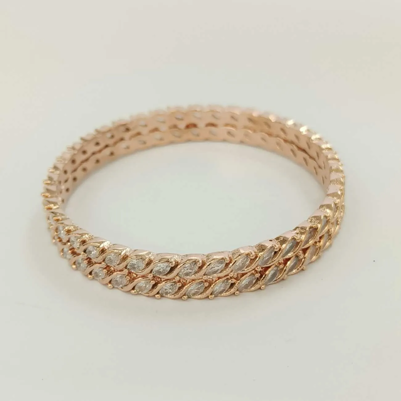 Marquise Twist Radiance Bangles (Rose Gold Finish)
