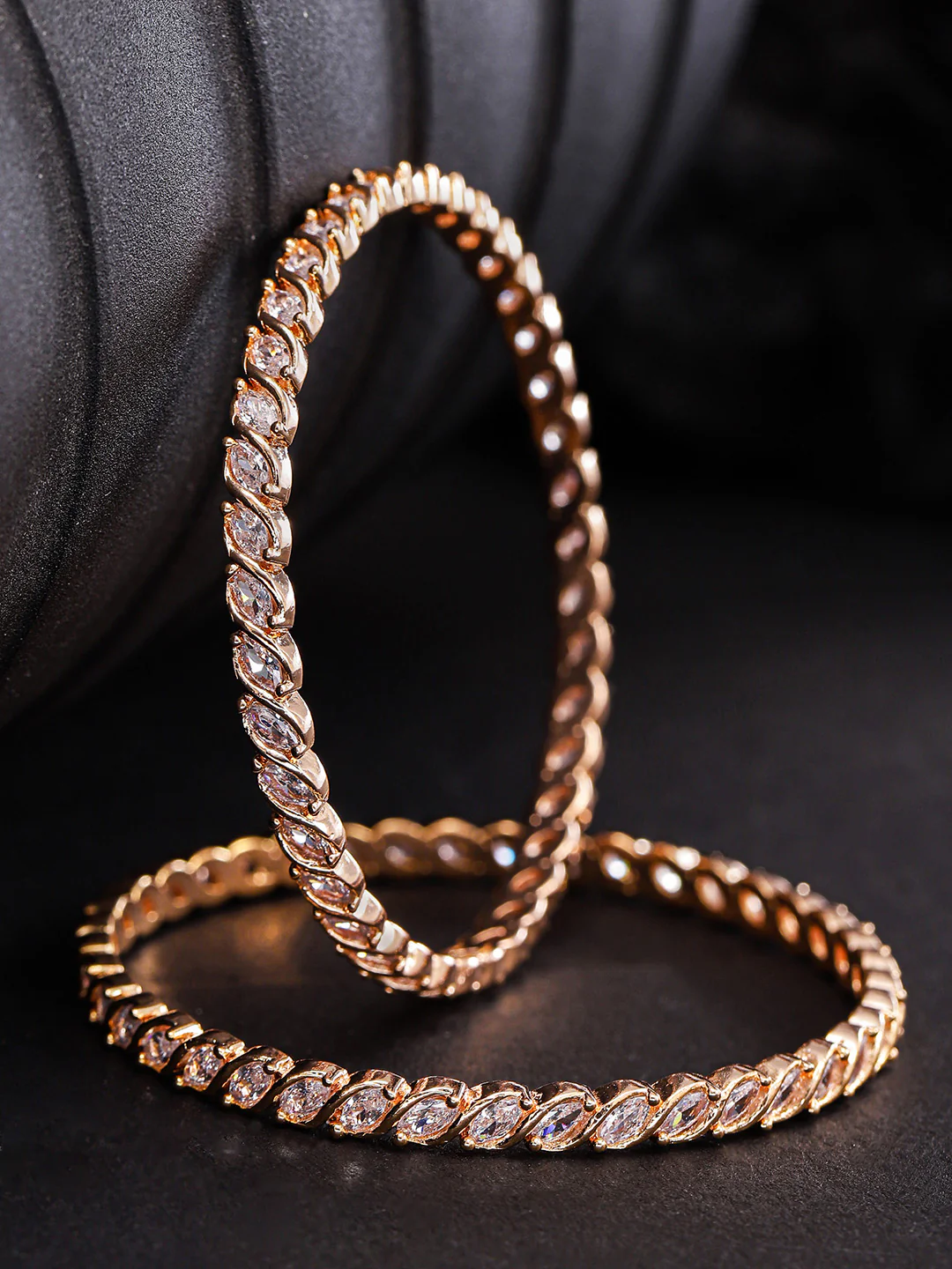 Marquise Twist Radiance Bangles (Rose Gold Finish)