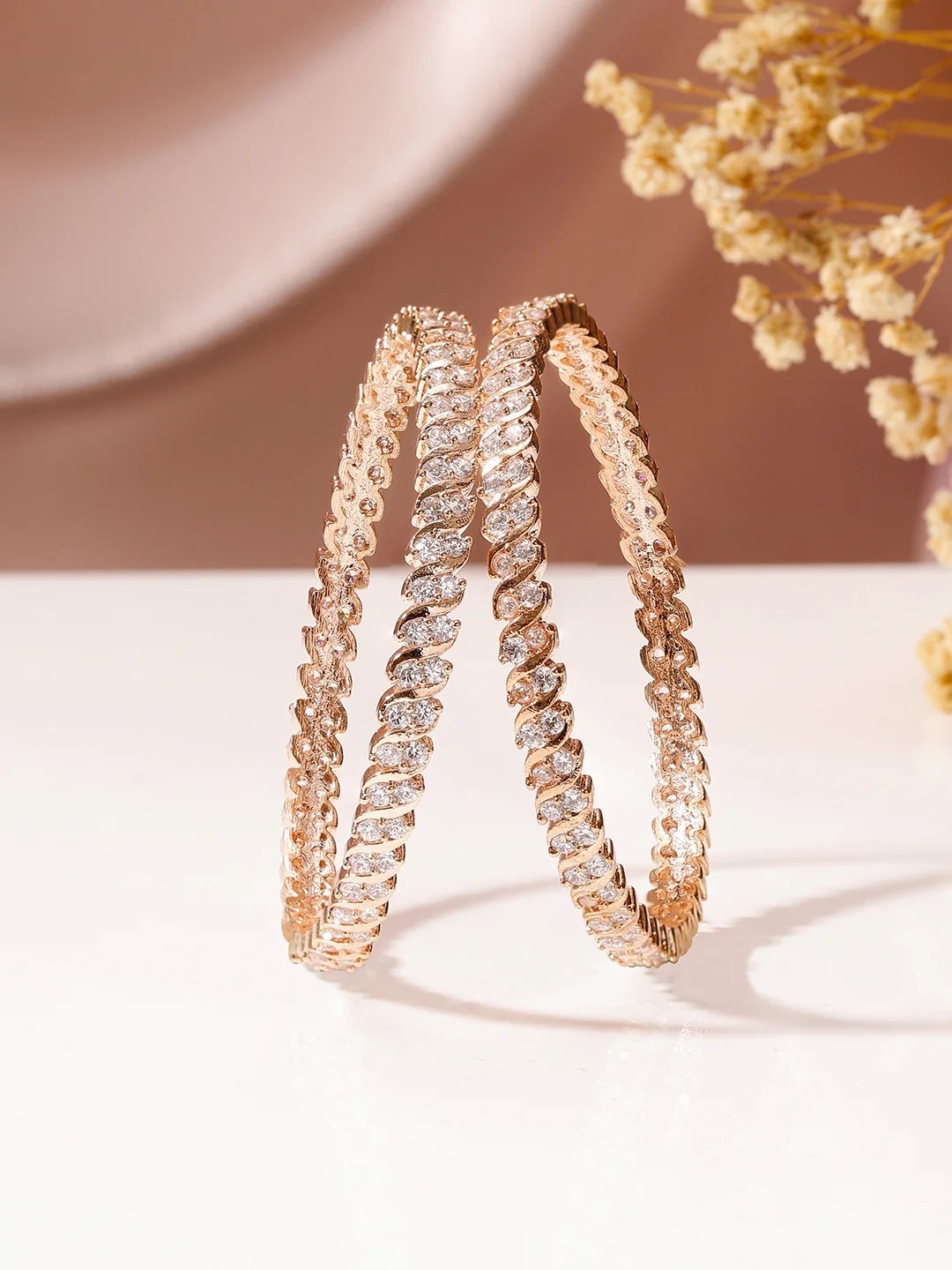 Aurelia Weave Luxe Bangles (Rose Gold Finish)