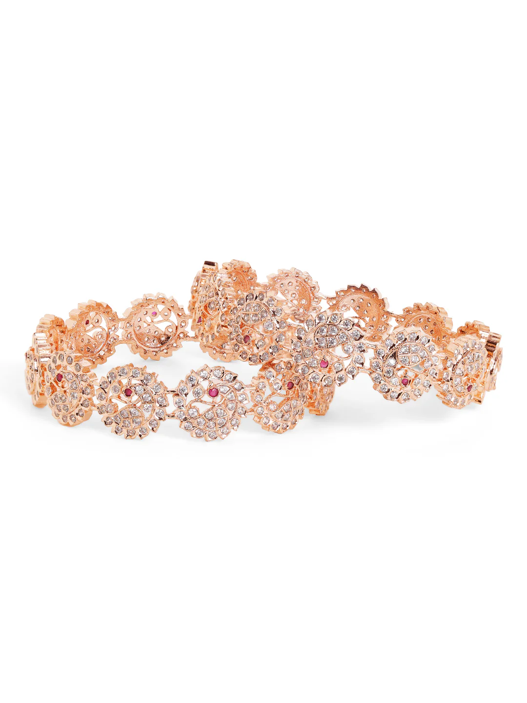 Regalia Bloom Cluster Bangles (Rose Gold Finish)