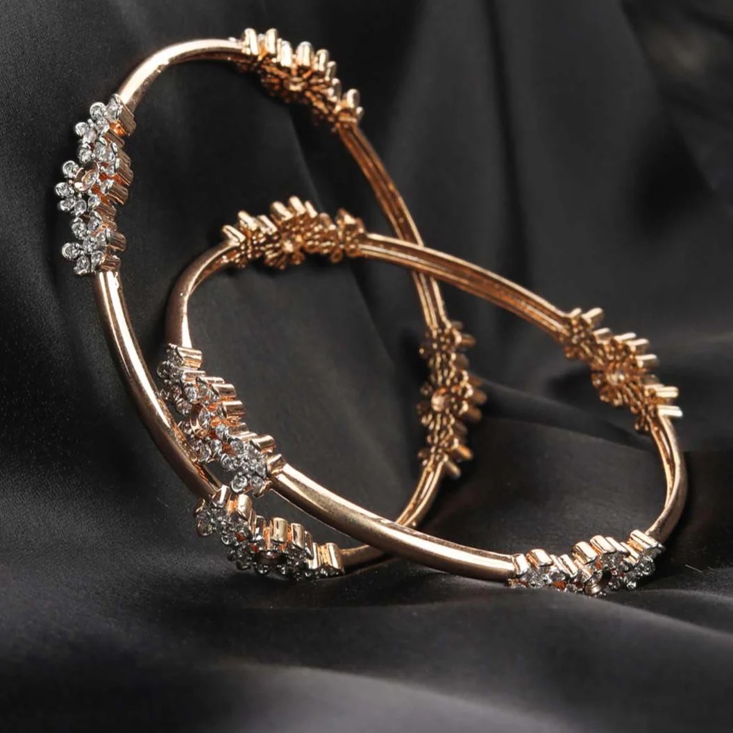 Celeste Bloom Curve Bangles (Rose Gold Finish)