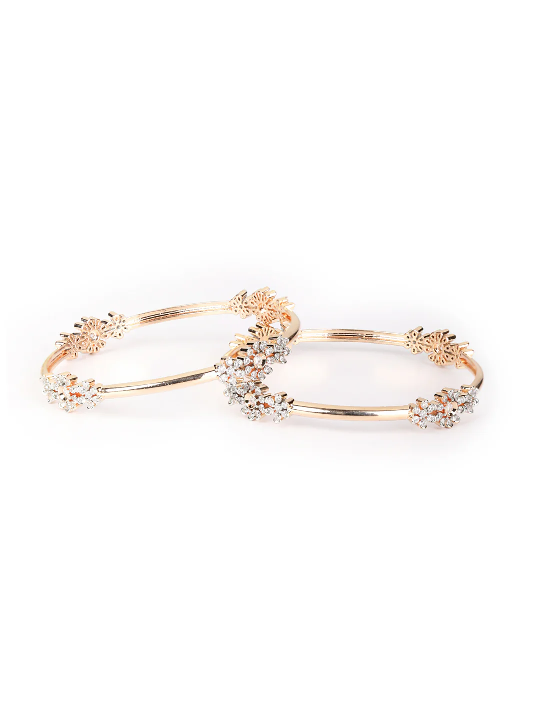 Celeste Bloom Curve Bangles (Rose Gold Finish)