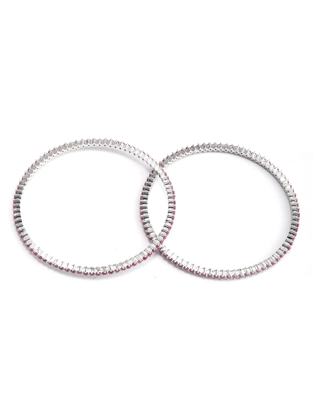 Ruby Line Elegance Bangles (Silver Finish)