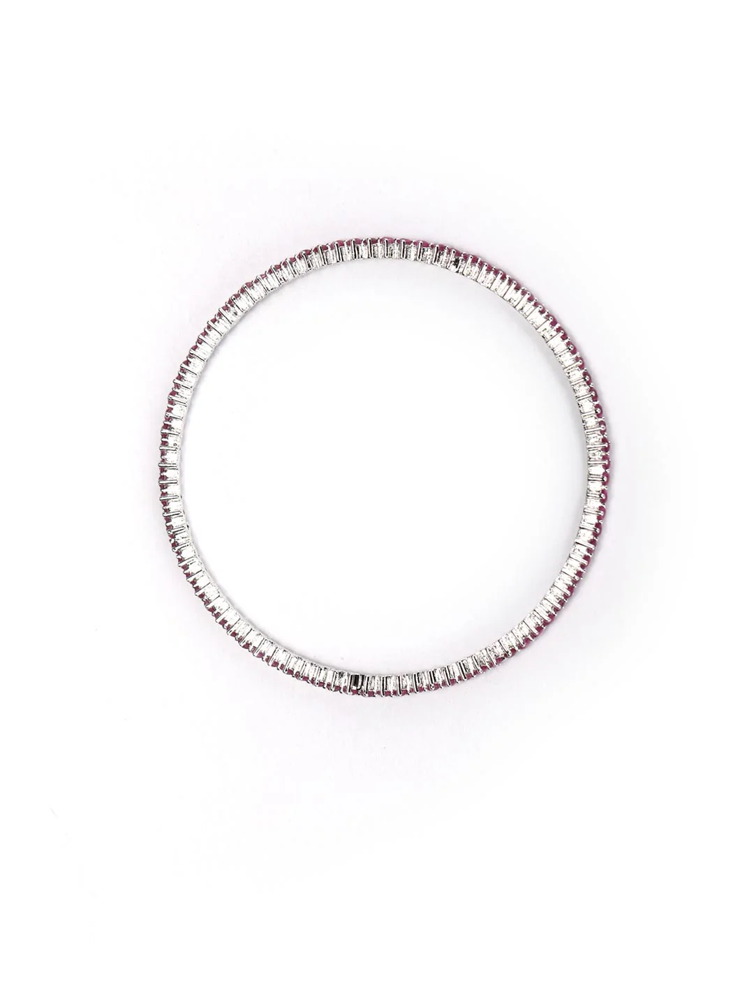 Ruby Line Elegance Bangles (Silver Finish)