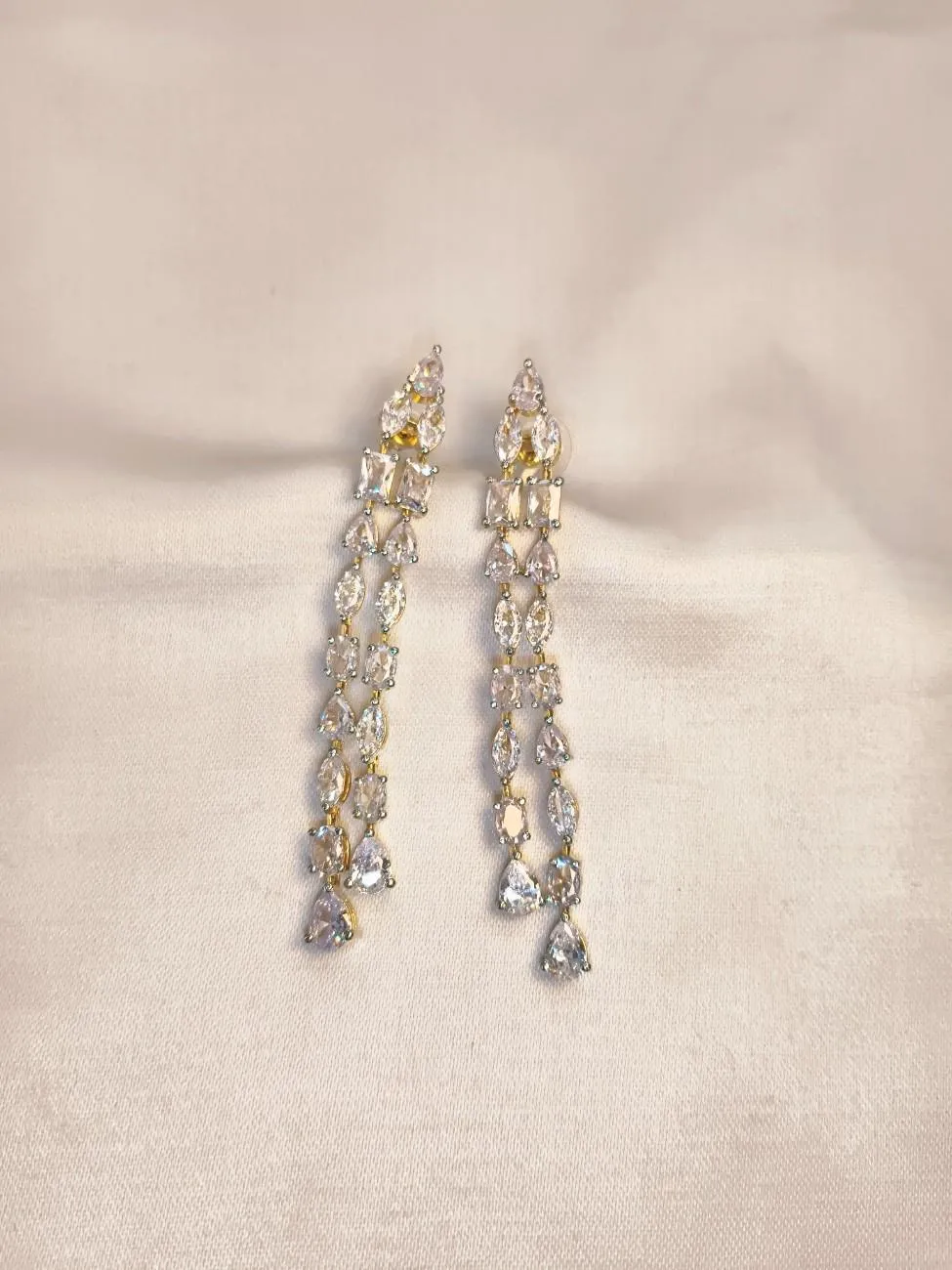Nimoraa Uncut Diamond Multi-Shaped AD Necklace Set with Tassel Earrings