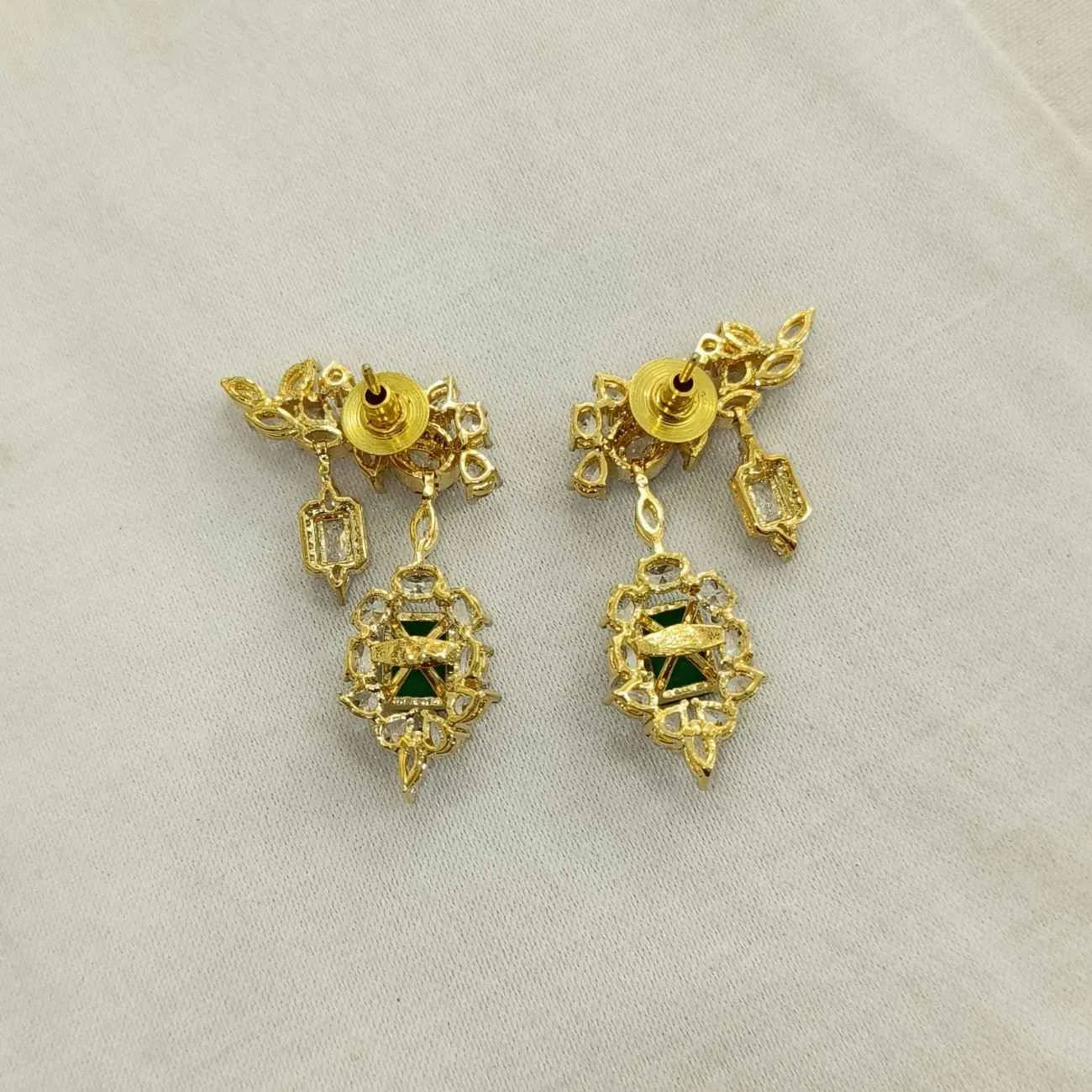Nimoraa Emerald Elegance Diamond Necklace Set with Statement Cuff Earrings