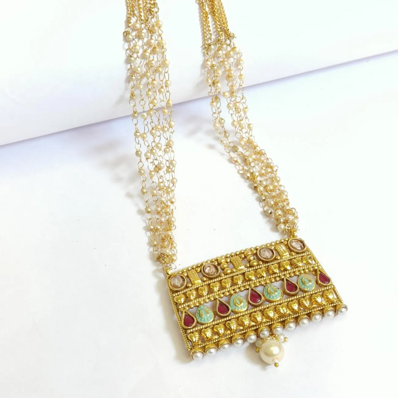 Traditional Ranisa Long Multistrand Chain Necklace set