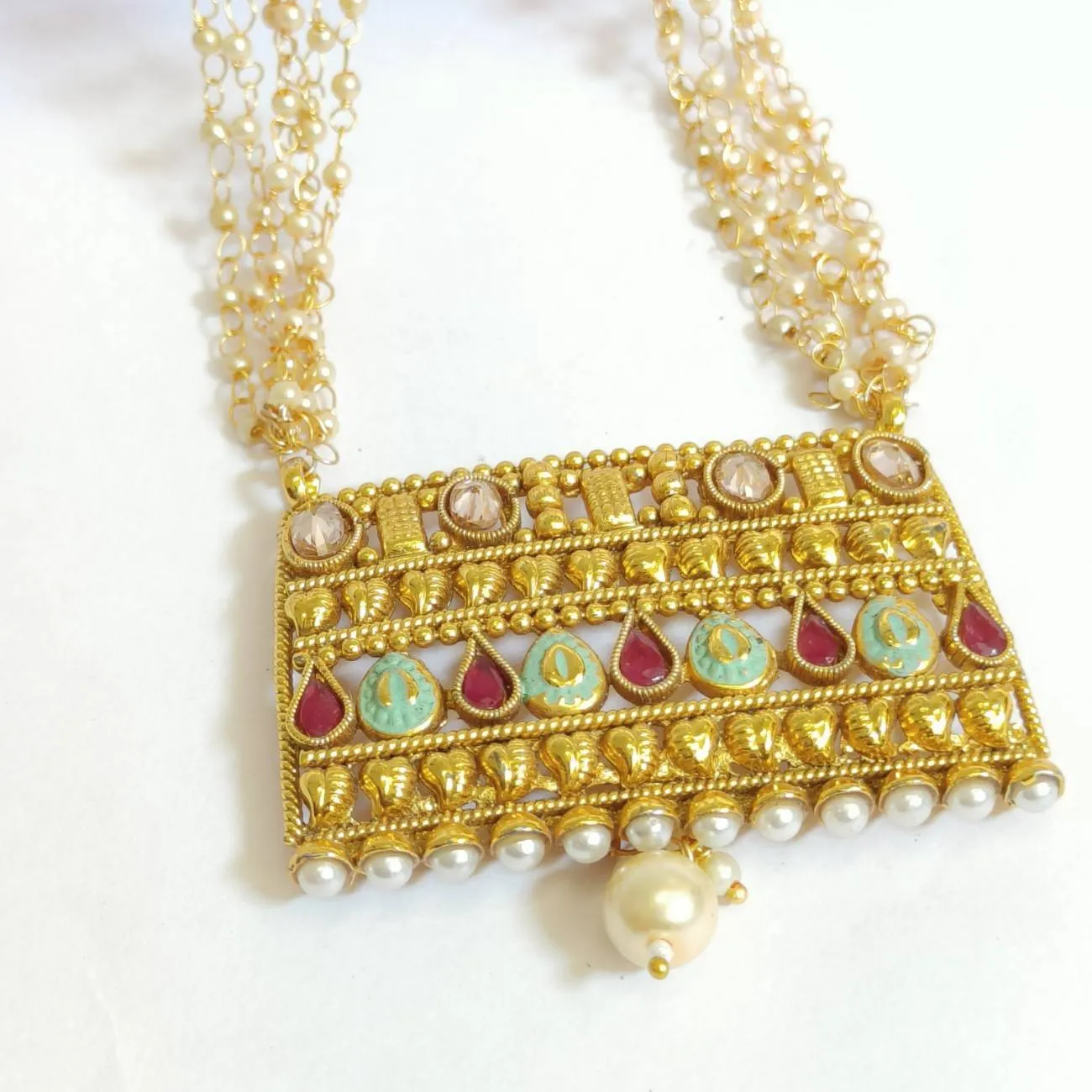 Traditional Ranisa Long Multistrand Chain Necklace set